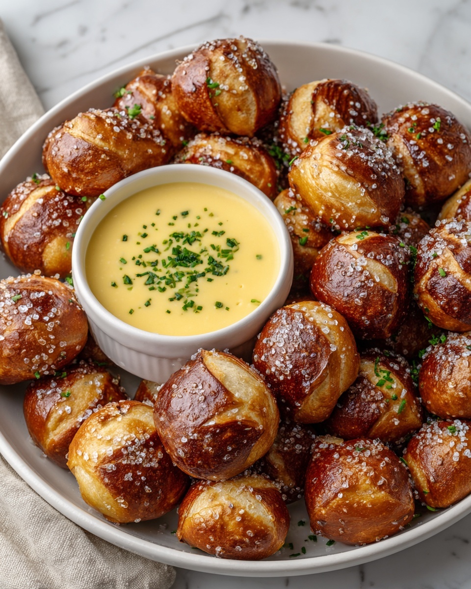 Soft Pretzel Bites with Vegan Cheese Sauce Recipe - Recipe Image
