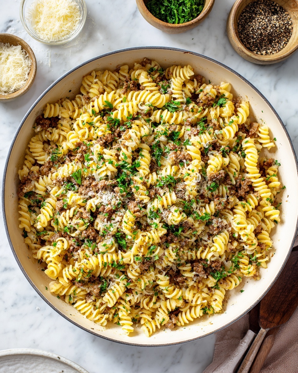 One Pot Beef and Garlic Butter Pasta Recipe - Recipe Image