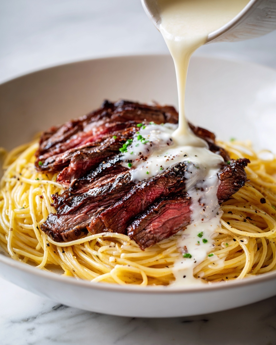 Gorgonzola Alfredo Steak Delight Recipe - Recipe Image