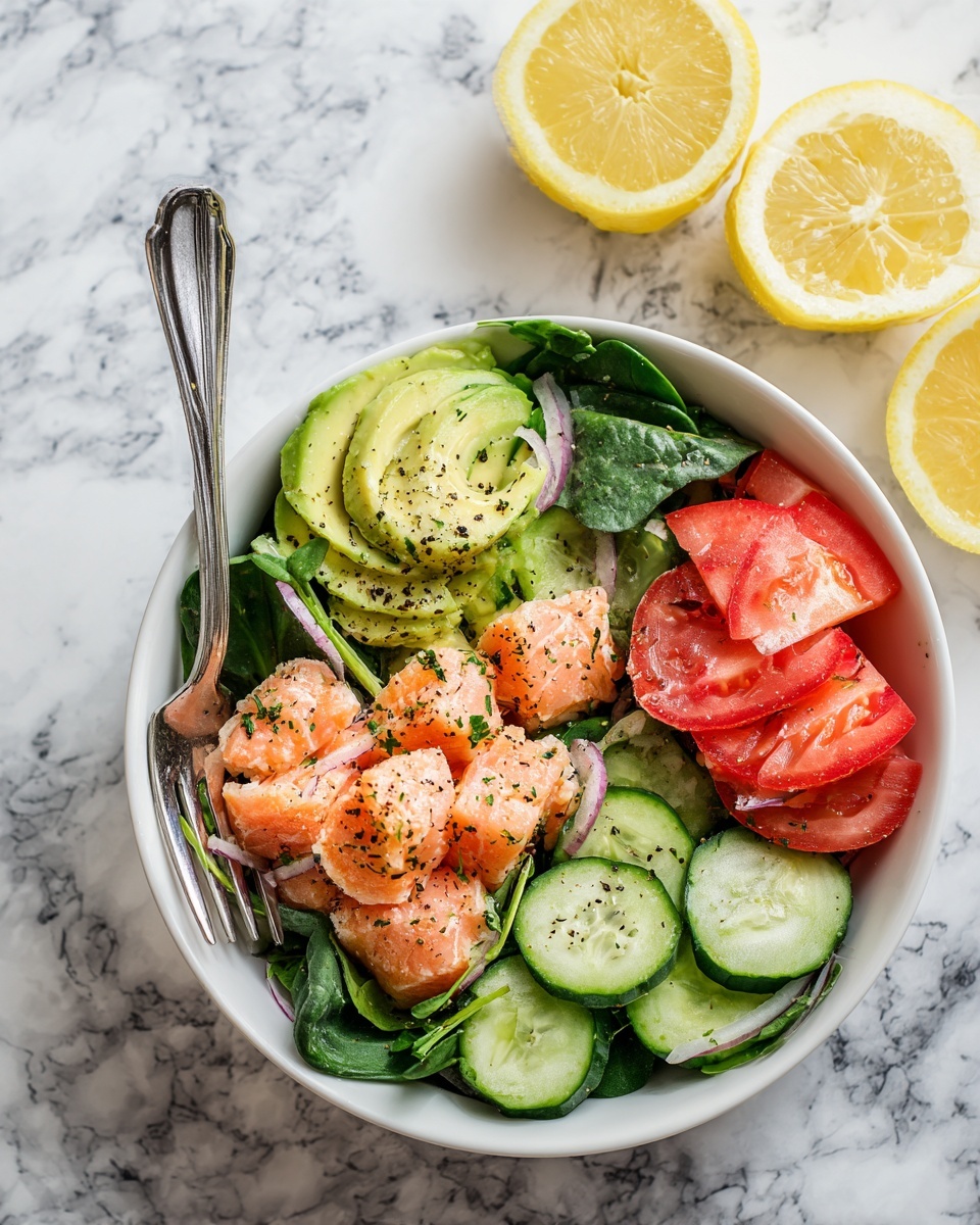 Salmon Avocado Salad with Lemon Vinaigrette Recipe - Recipe Image