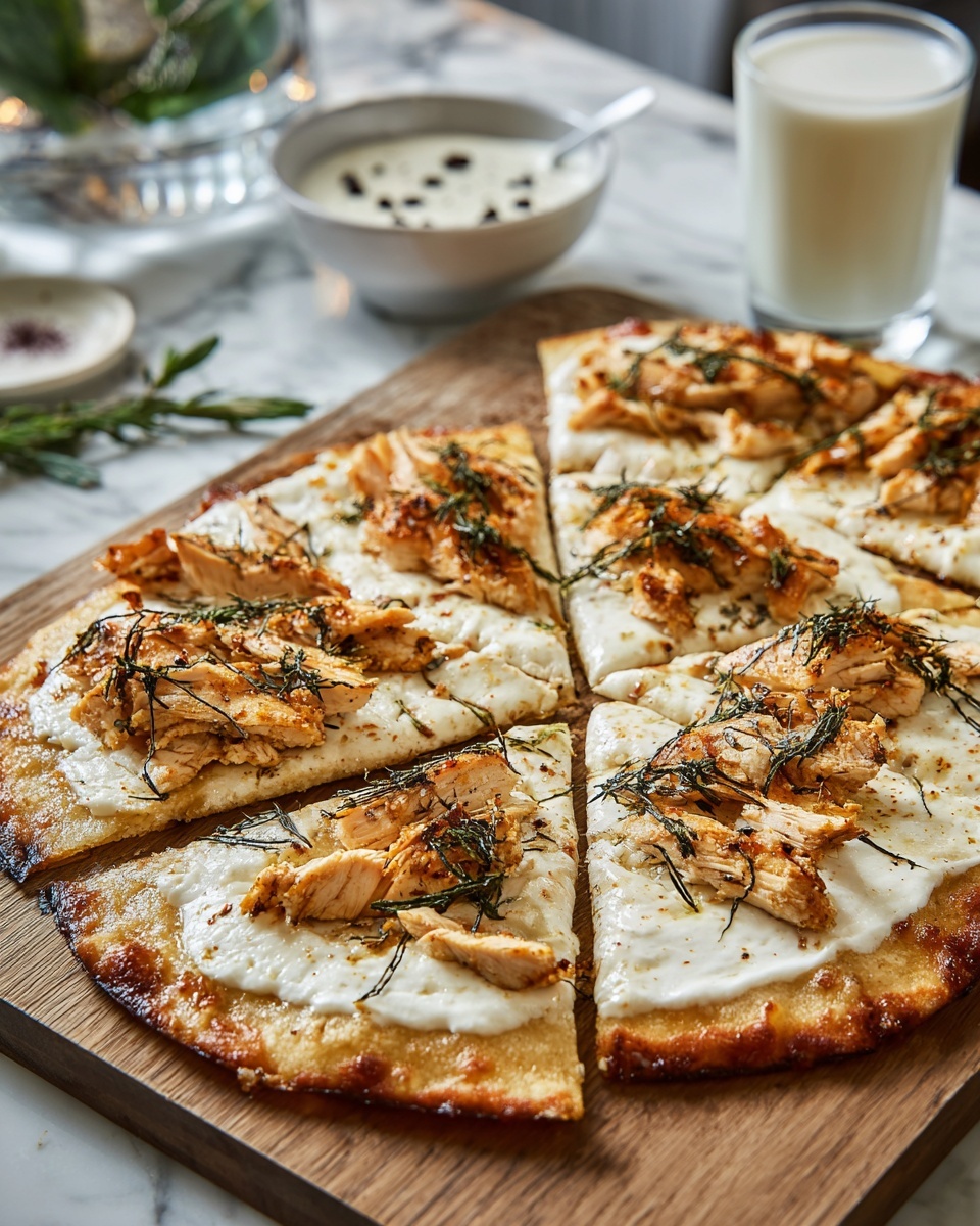 Roasted Garlic, Chicken & Herb White Pizza Recipe - Recipe Image