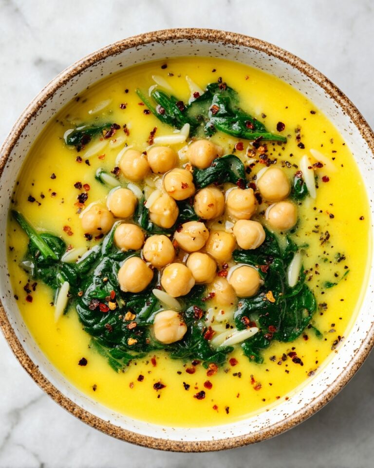 Turmeric Soup with Chickpeas, Orzo, and Spinach Recipe