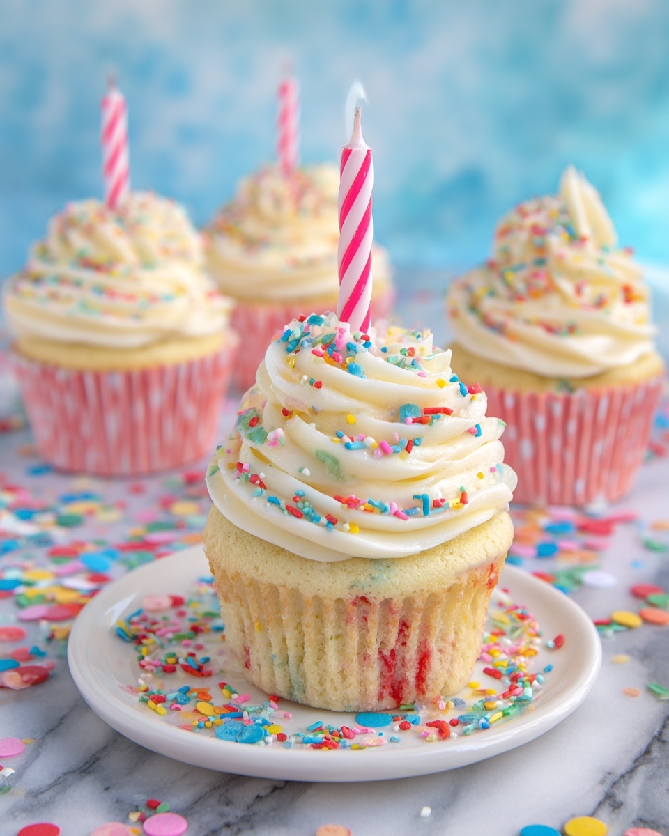 Birthday Cupcakes with Vanilla Buttercream Frosting Recipe - Recipe Image
