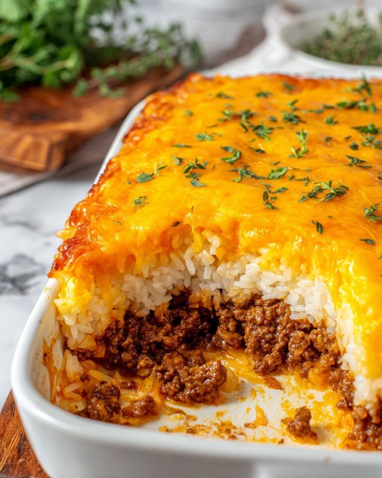 Cheddar-Crusted Ground Beef and Rice Casserole Recipe