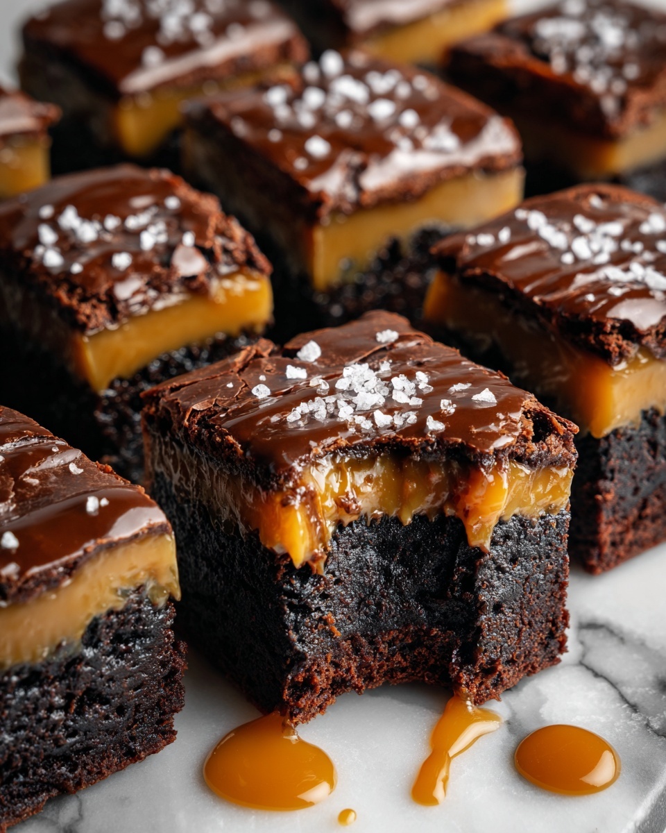Decadent Pretzel Bottom Caramel Brownies Recipe - Recipe Image