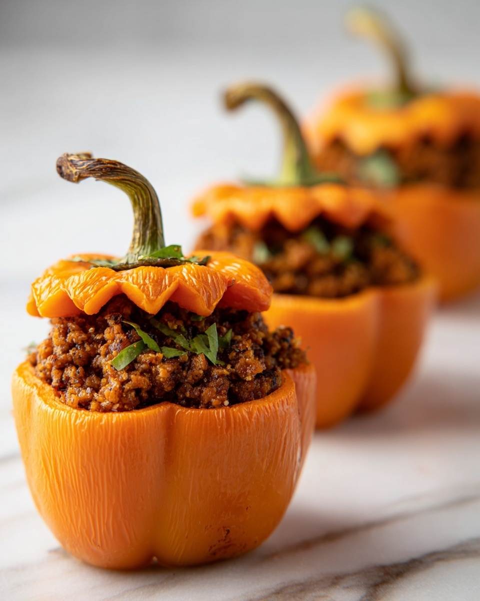 Jack-O'-Lantern Stuffed Peppers Recipe - Recipe Image