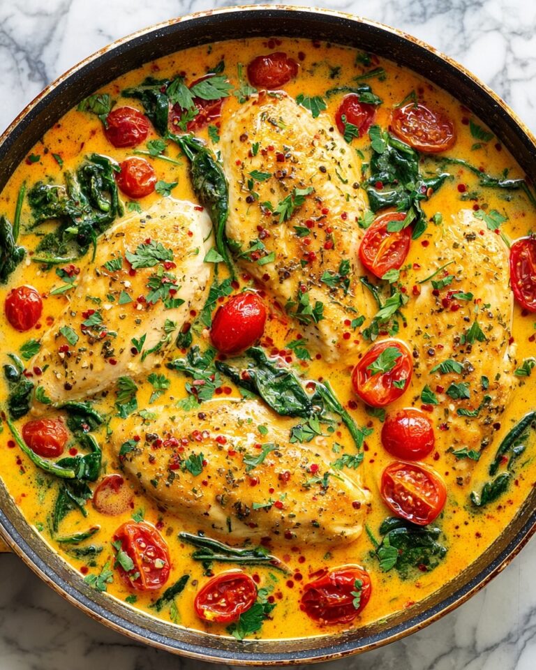 Creamy Chicken Coconut Curry with Tomatoes and Spinach Recipe