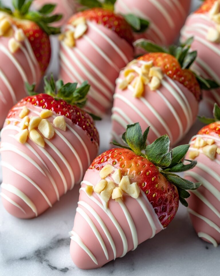 Pink Chocolate Strawberries with White Chocolate Drizzle Recipe
