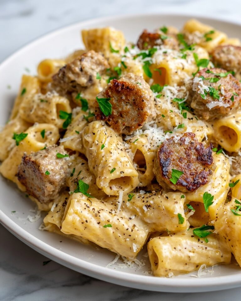Garlic Sausage Alfredo Rigatoni Recipe