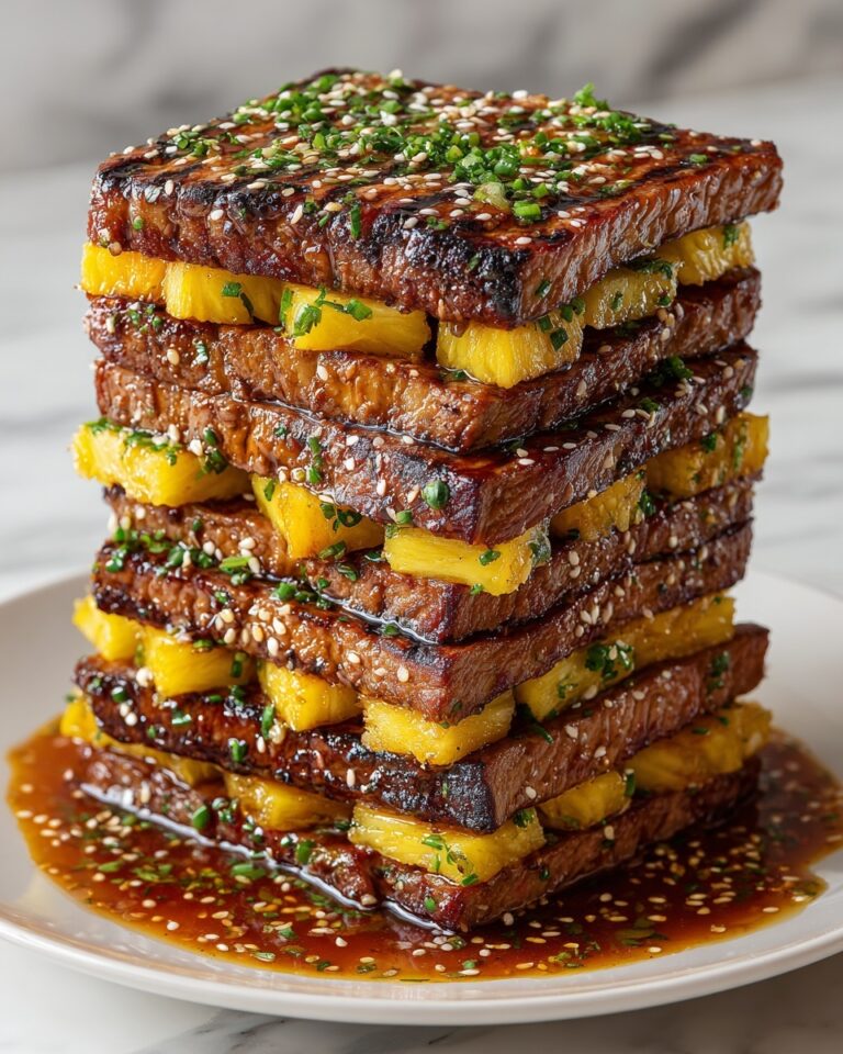 Teriyaki Beef & Pineapple Rice Stack Recipe