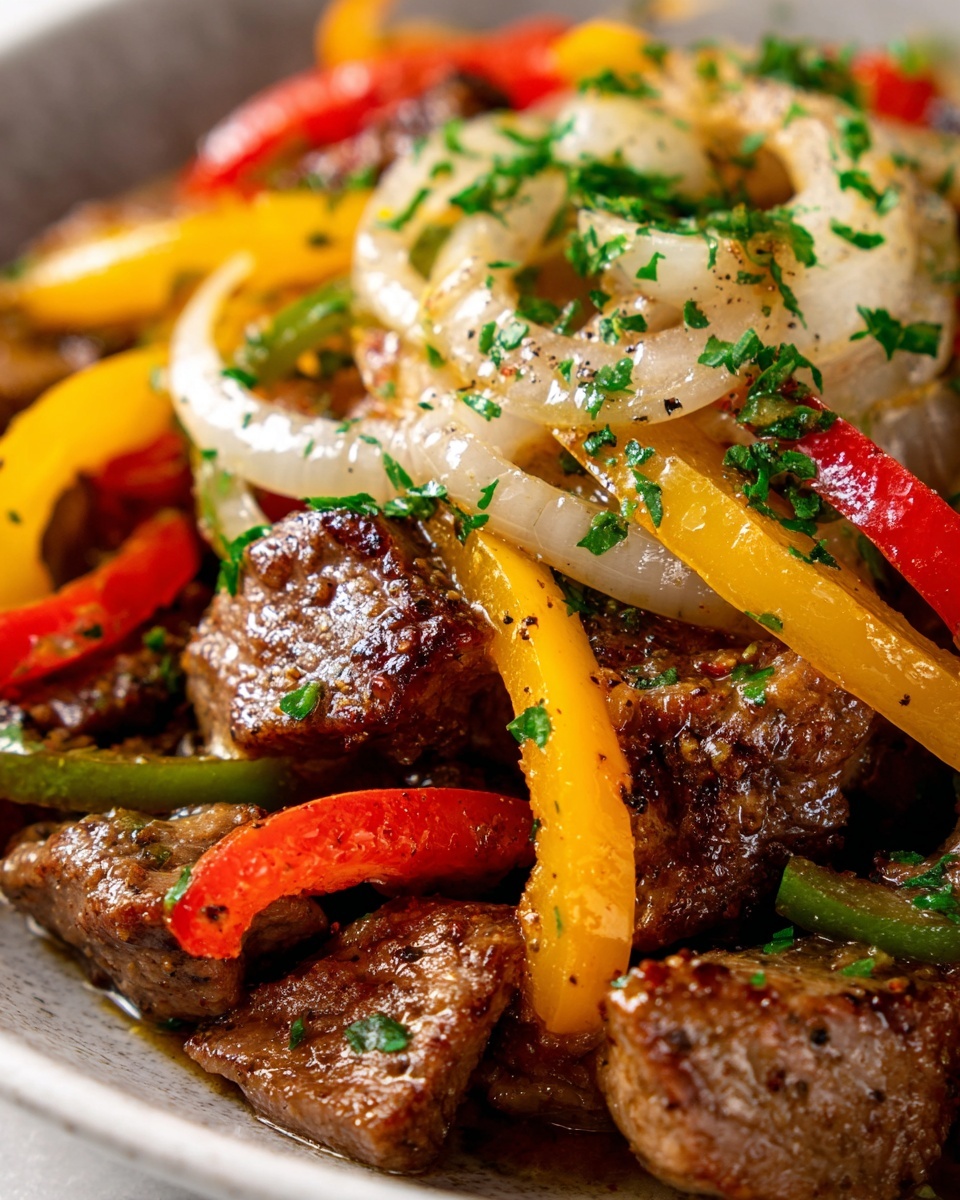 Pepper Steak with Bell Peppers and Onion Recipe - Recipe Image