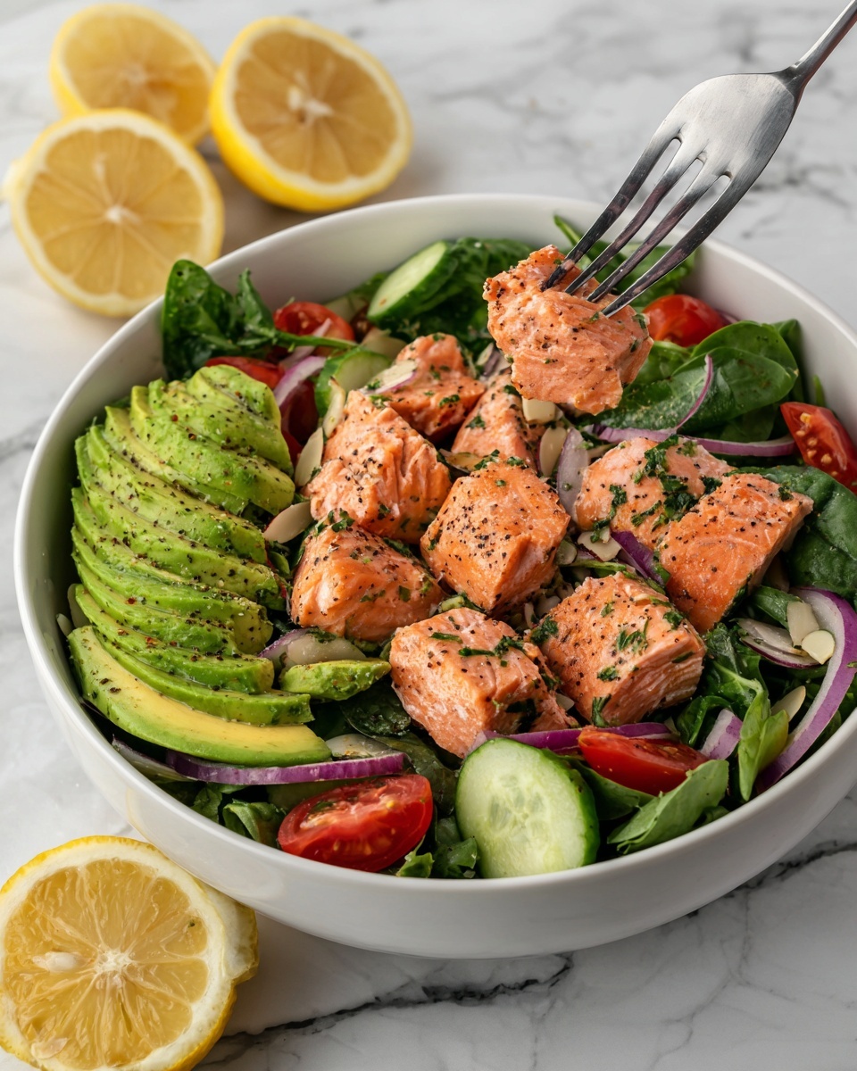 Salmon Avocado Salad with Lemon Vinaigrette Recipe - Recipe Image