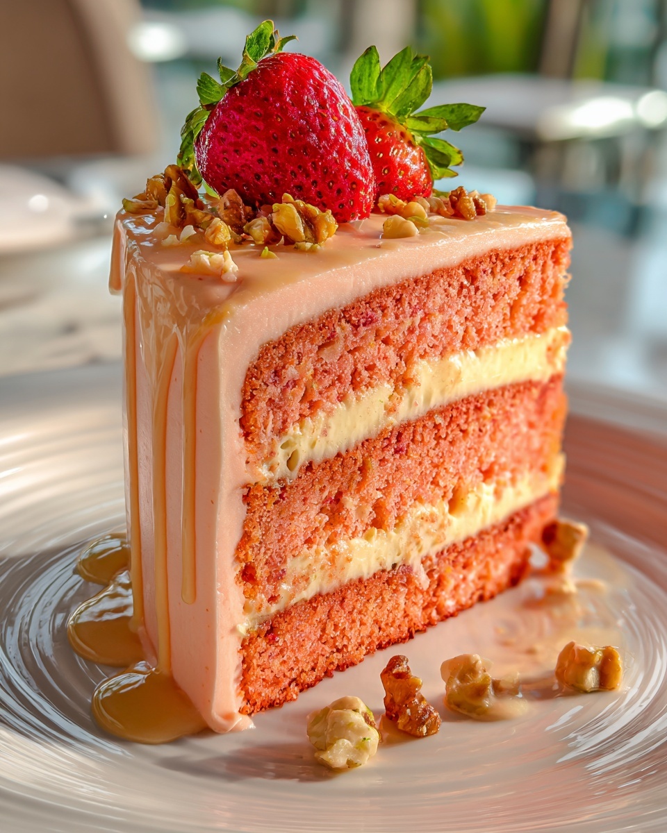 Strawberry Honeybun Cake with Strawberry Cream Icing Recipe - Recipe Image