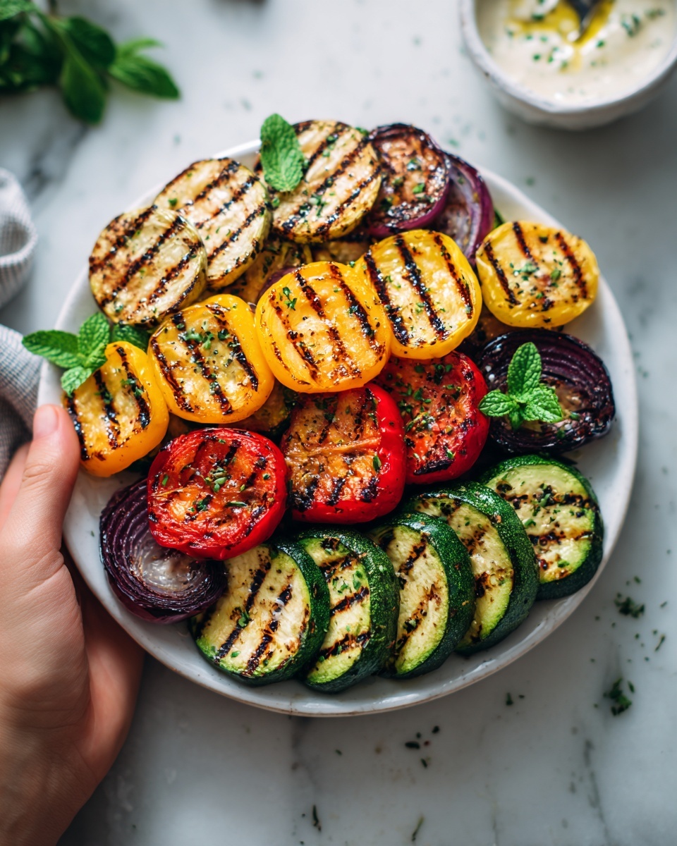 Grilled Vegetable Platter with Spiced Yogurt Sauce Recipe - Recipe Image
