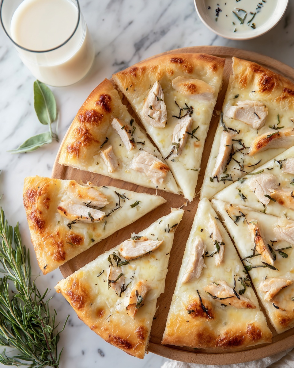 Roasted Garlic, Chicken & Herb White Pizza Recipe - Recipe Image