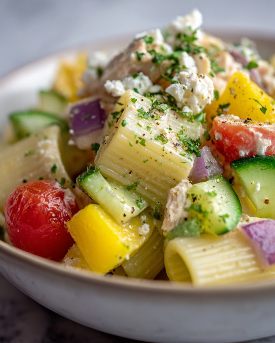 The Perfect Greek Pasta Salad Recipe - Recipe Image