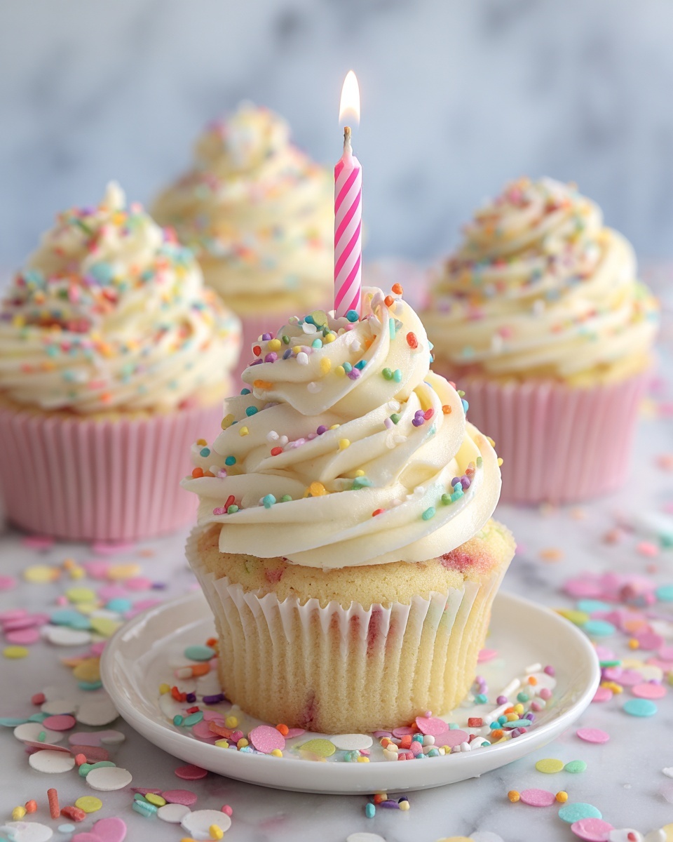Birthday Cupcakes with Vanilla Buttercream Frosting Recipe - Recipe Image