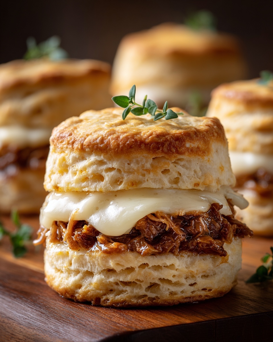 French Dip Biscuits with Roast Beef and Au Jus Recipe - Recipe Image
