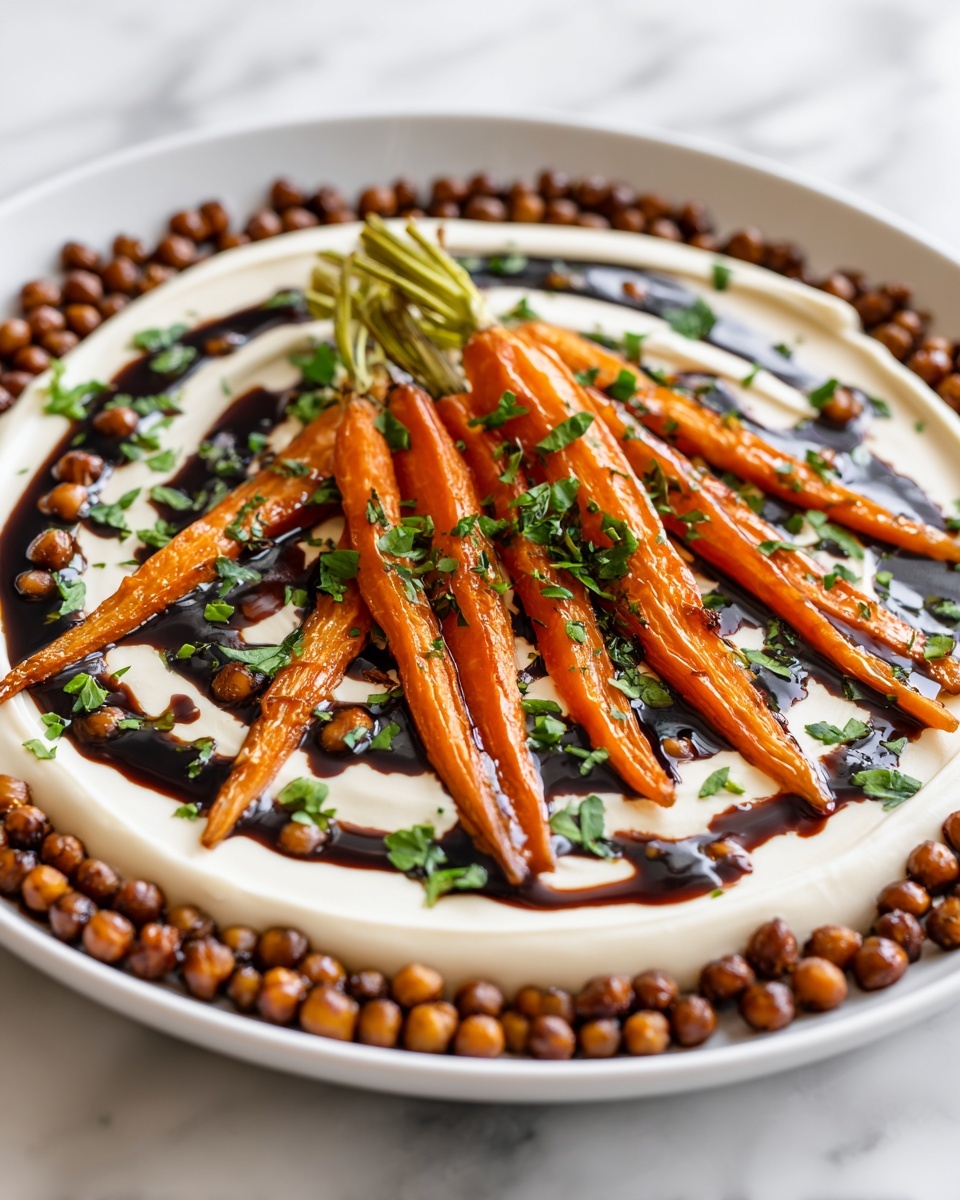 Spicy Maple Roast Carrots with Crispy Chickpeas and Yogurt Sauce Recipe - Recipe Image