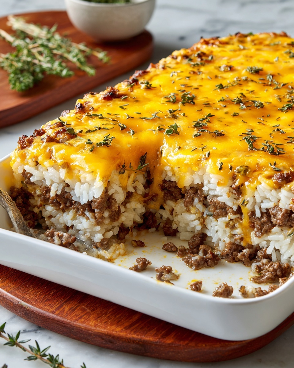 Cheddar-Crusted Ground Beef and Rice Casserole Recipe - Recipe Image