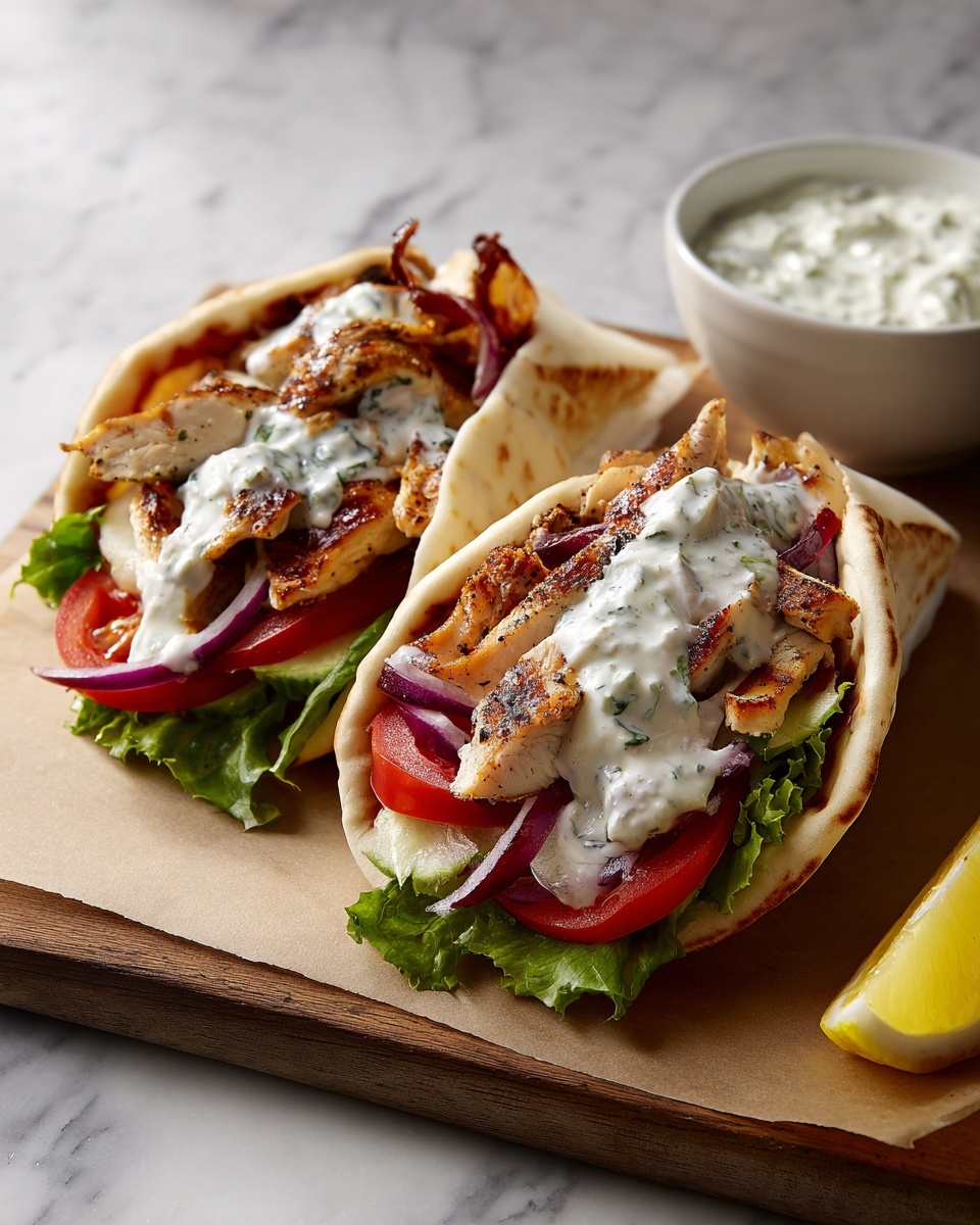 Greek-Style Chicken Gyros with Homemade Tzatziki and Fresh Greek Salad Recipe - Recipe Image