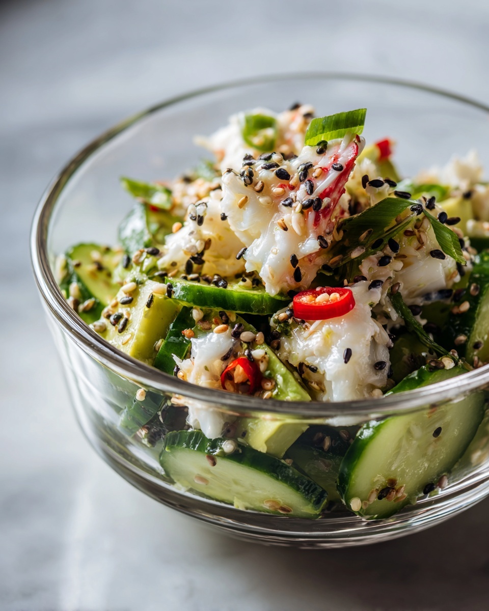 Easy California Roll Cucumber Salad Recipe - Recipe Image