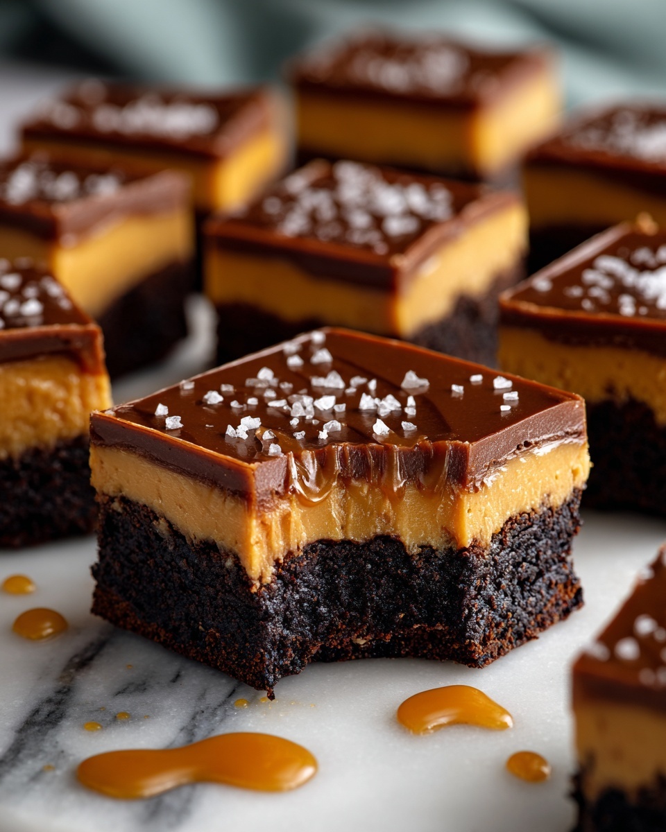 Decadent Pretzel Bottom Caramel Brownies Recipe - Recipe Image