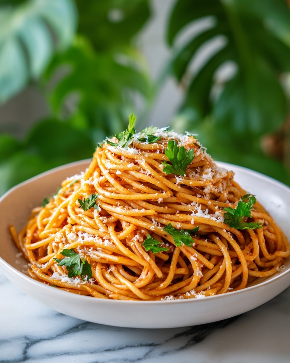 Roasted Tomato, Garlic & Almond Pesto with Fresh Tagliatelle Recipe - Recipe Image
