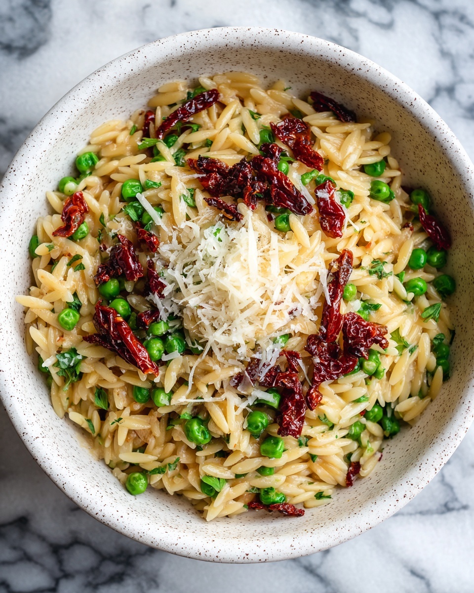 Spring Orzotto with Sun-Dried Tomato Pesto, Asparagus, and Snap Peas Recipe - Recipe Image