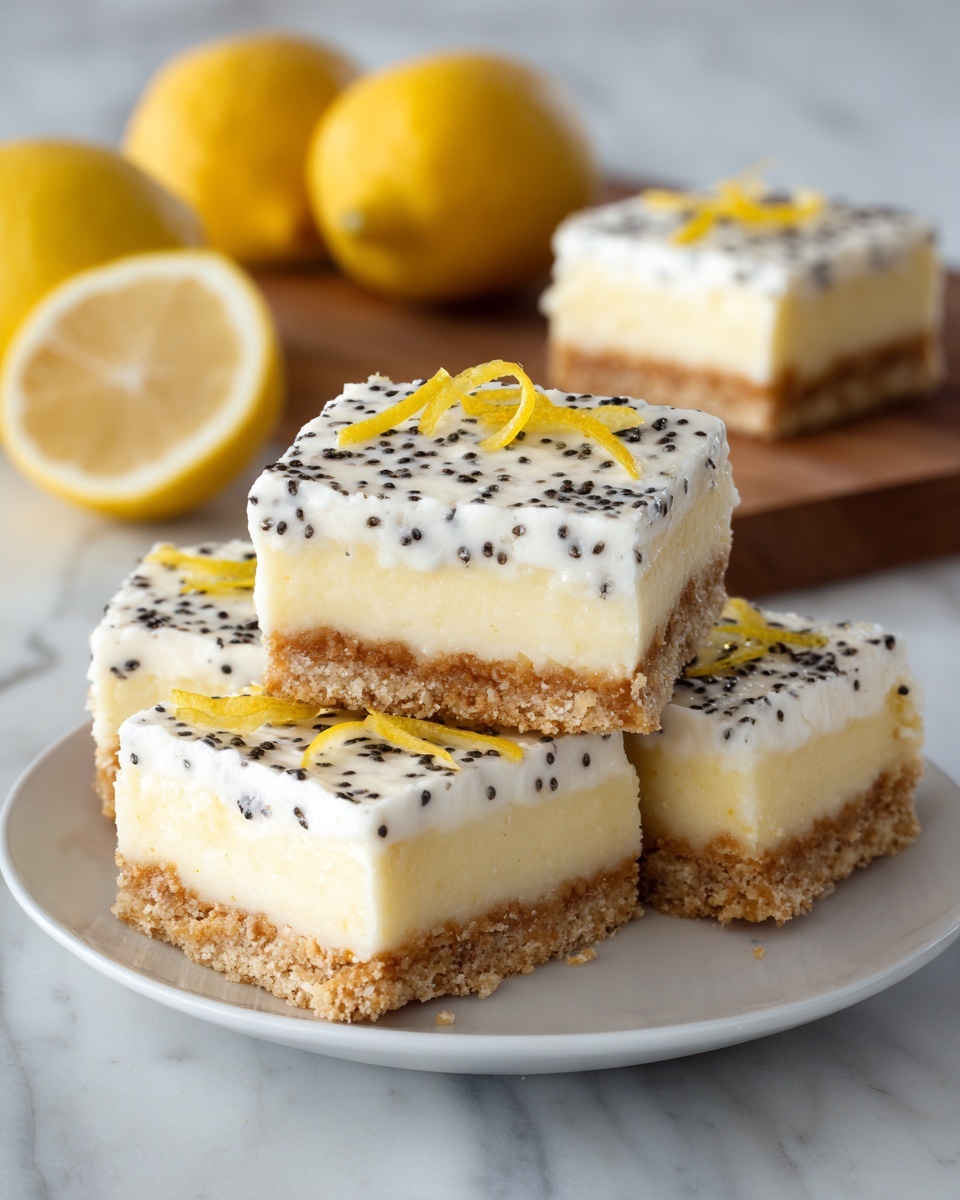Low Sugar Lemon Poppy Seed Greek Yogurt Bars Recipe - Recipe Image