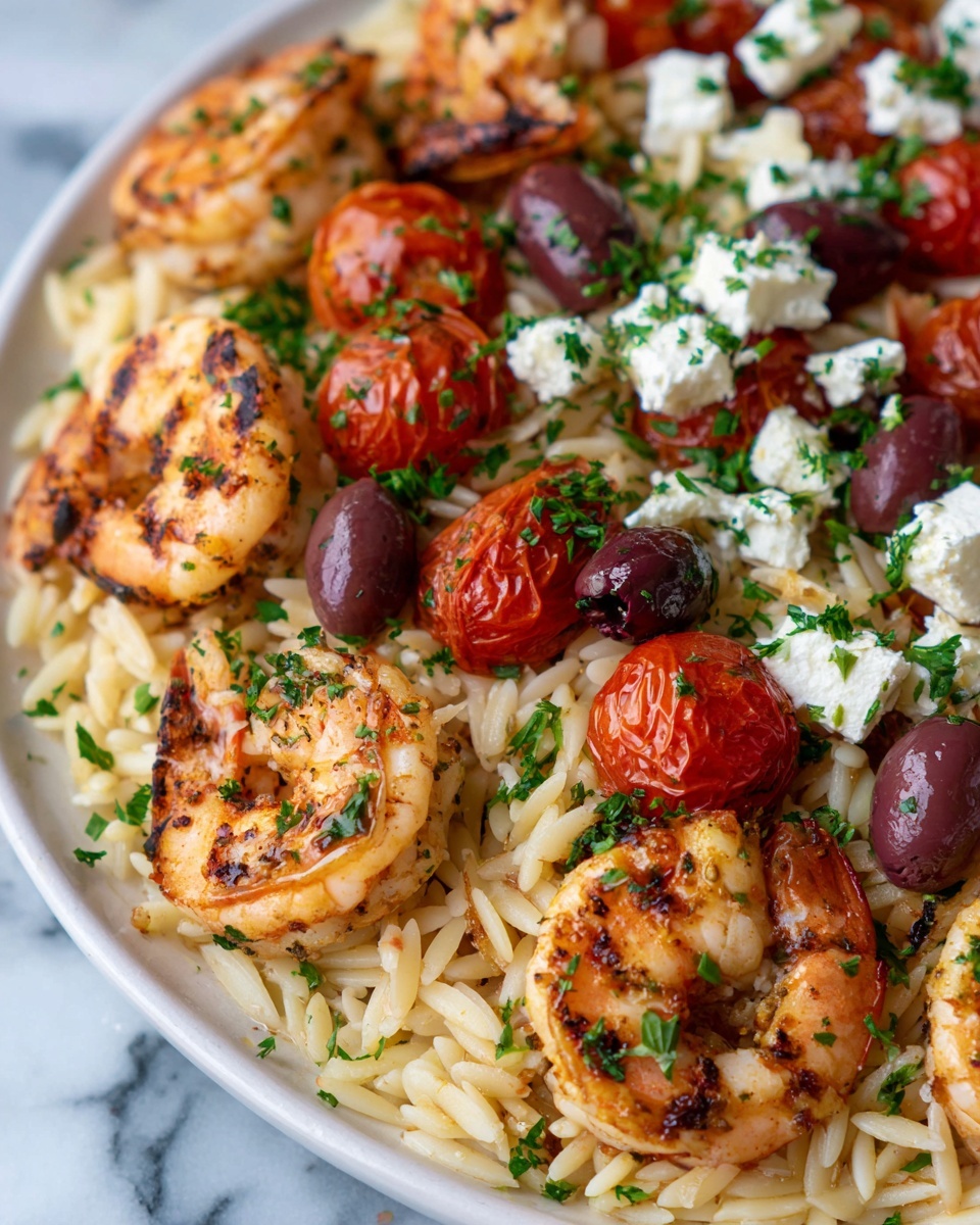 Greek Shrimp Orzo with Feta, Olives, and Tomatoes Recipe - Recipe Image
