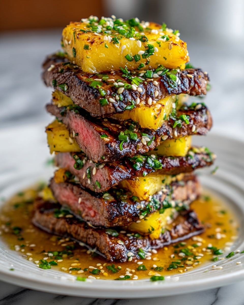 Teriyaki Beef & Pineapple Rice Stack Recipe - Recipe Image