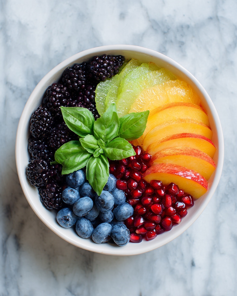 Honey Lime Basil Peach Fruit Salad Recipe - Recipe Image
