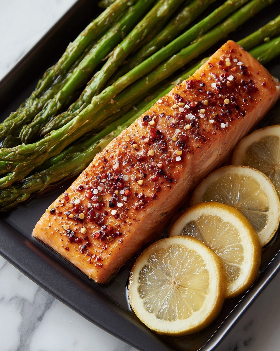 Lemon Pepper Salmon with Garlic Parmesan Asparagus Recipe - Recipe Image
