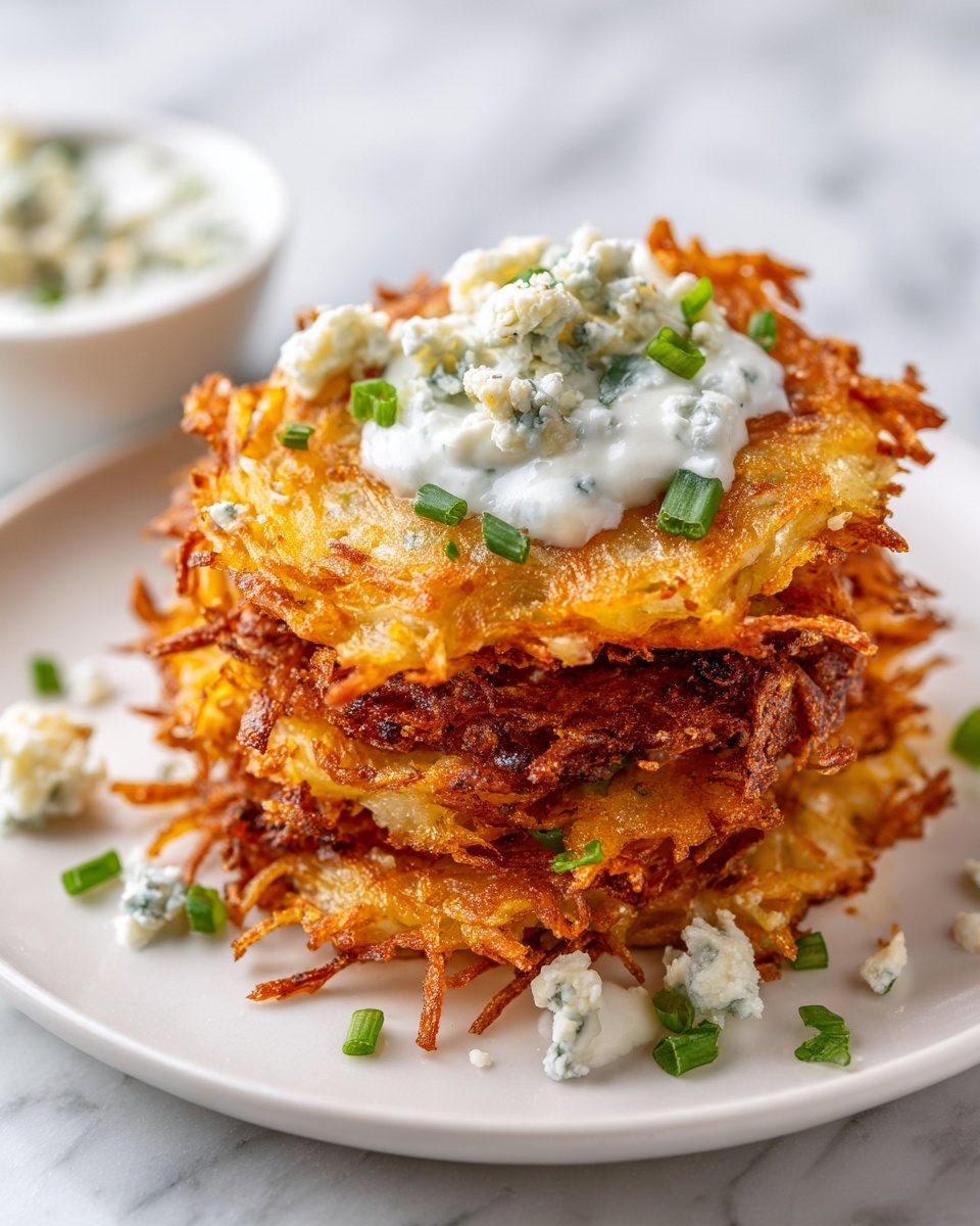 Buffalo Latkes with Blue Cheese Dip Recipe - Recipe Image