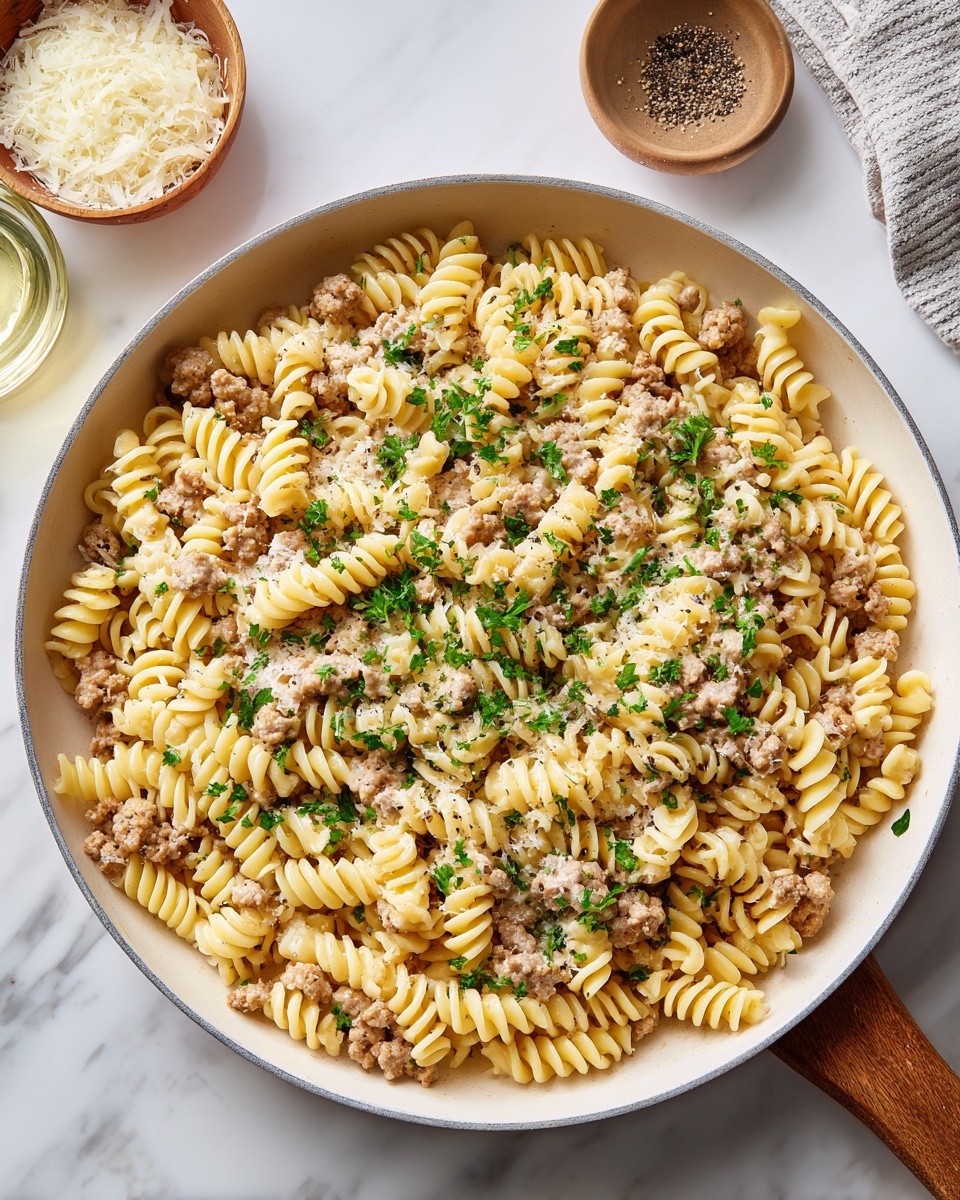 One Pot Beef and Garlic Butter Pasta Recipe - Recipe Image