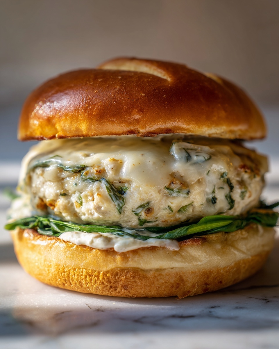 White Cheddar & Spinach Chicken Burgers Recipe - Recipe Image