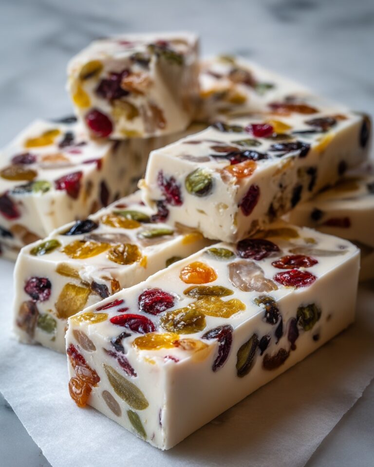 Homemade White Chocolate Nougat Bars with Dried Fruits and Nuts Recipe