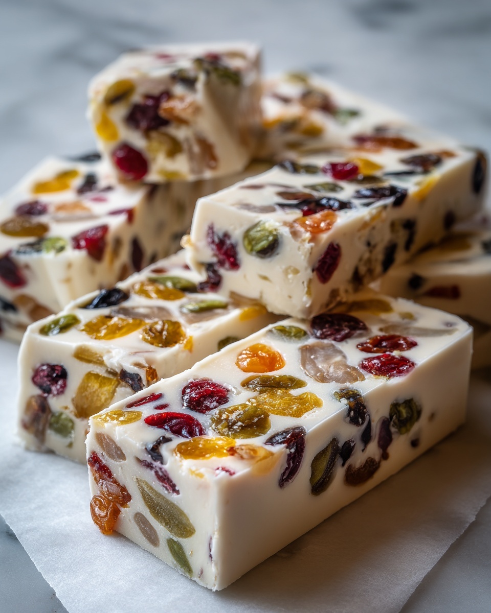 Homemade White Chocolate Nougat Bars with Dried Fruits and Nuts Recipe - Recipe Image
