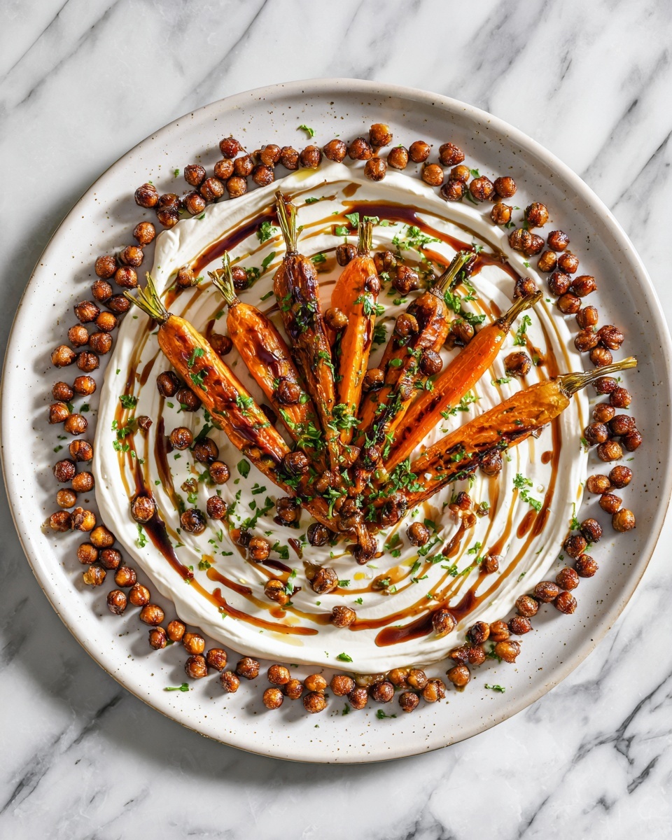 Spicy Maple Roast Carrots with Crispy Chickpeas and Yogurt Sauce Recipe - Recipe Image