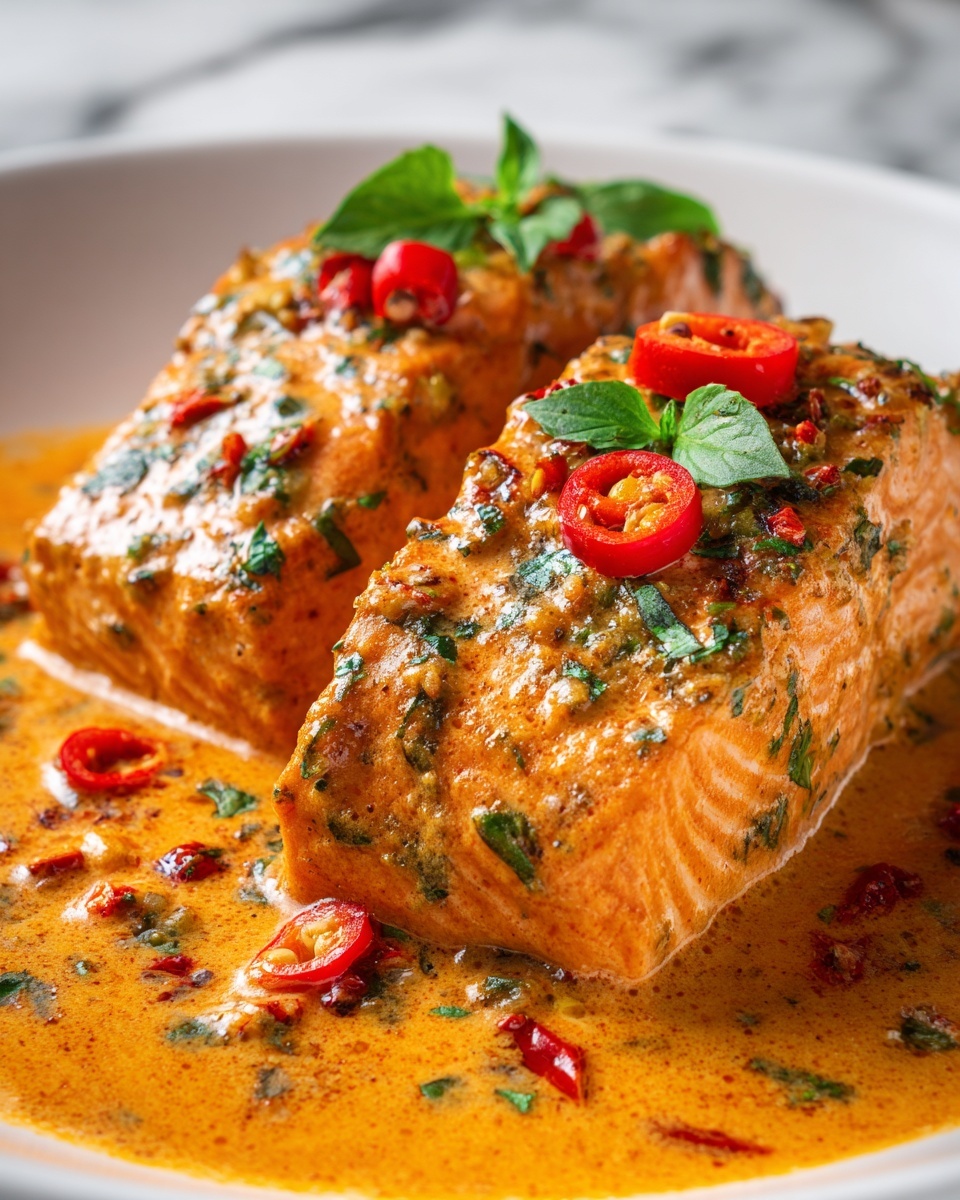 Creamy Roasted Red Pepper Salmon Recipe - Recipe Image