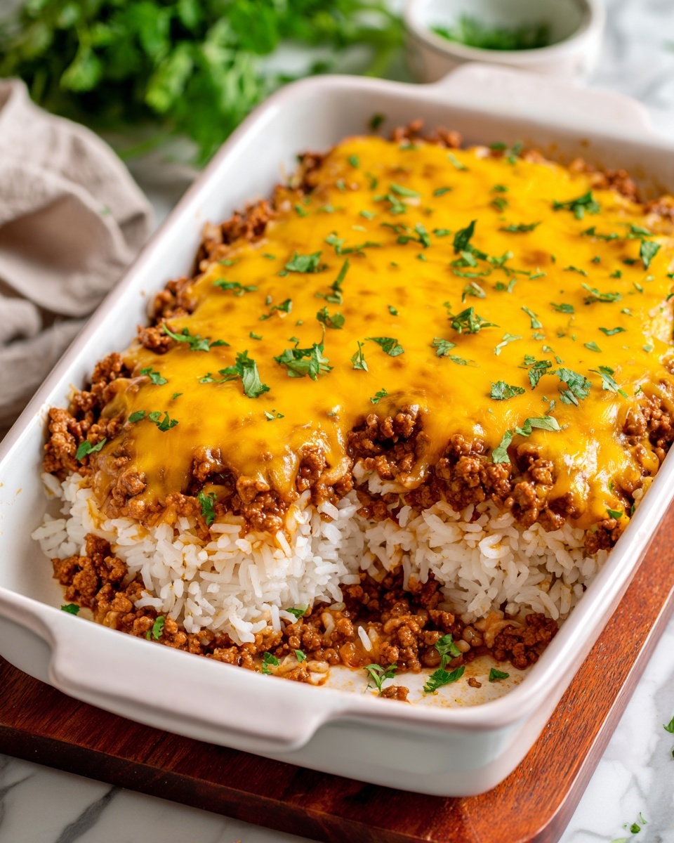 Cheddar-Crusted Ground Beef and Rice Casserole Recipe - Recipe Image