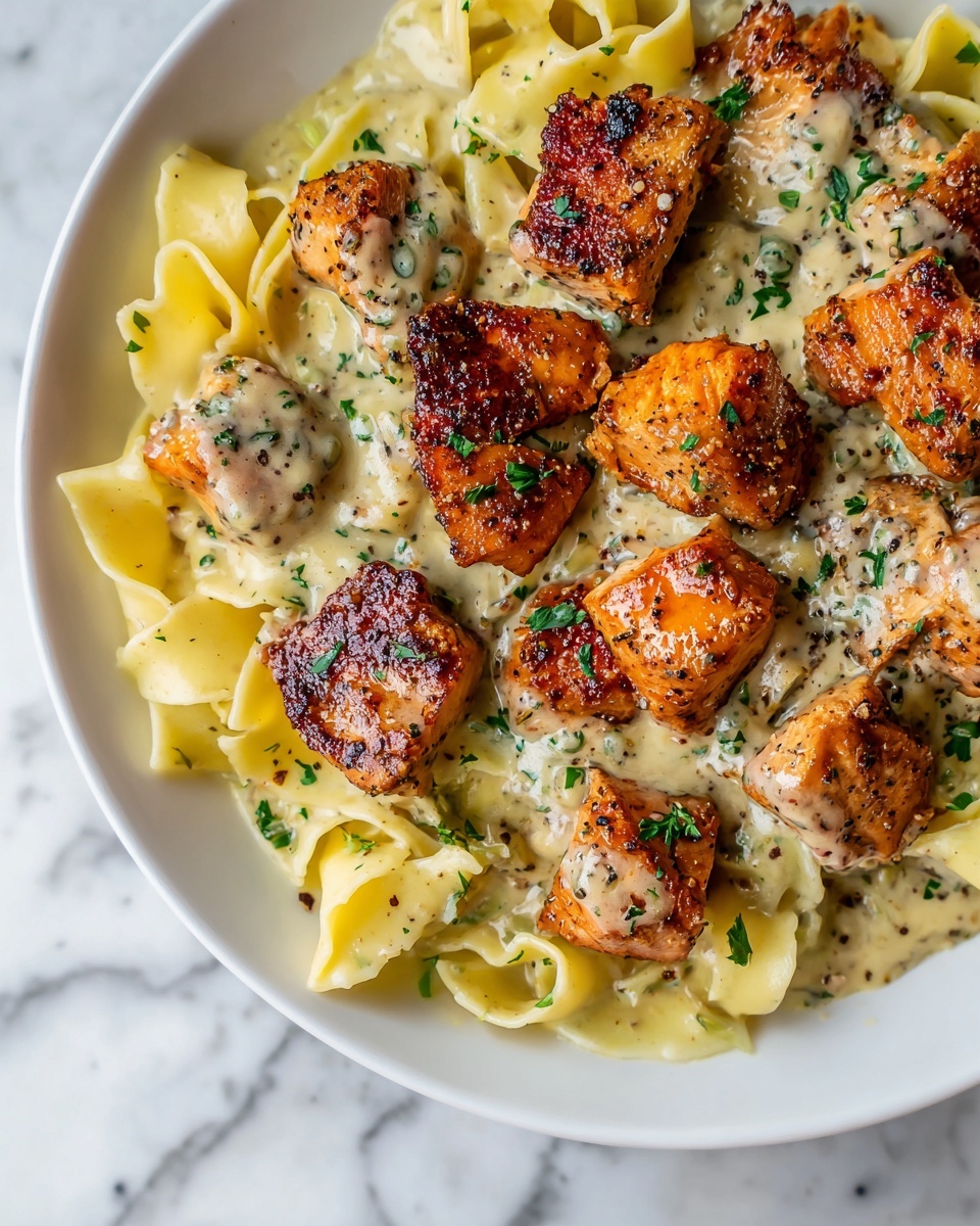 Chicken Bites with Creamy Parmesan Pasta Recipe - Recipe Image
