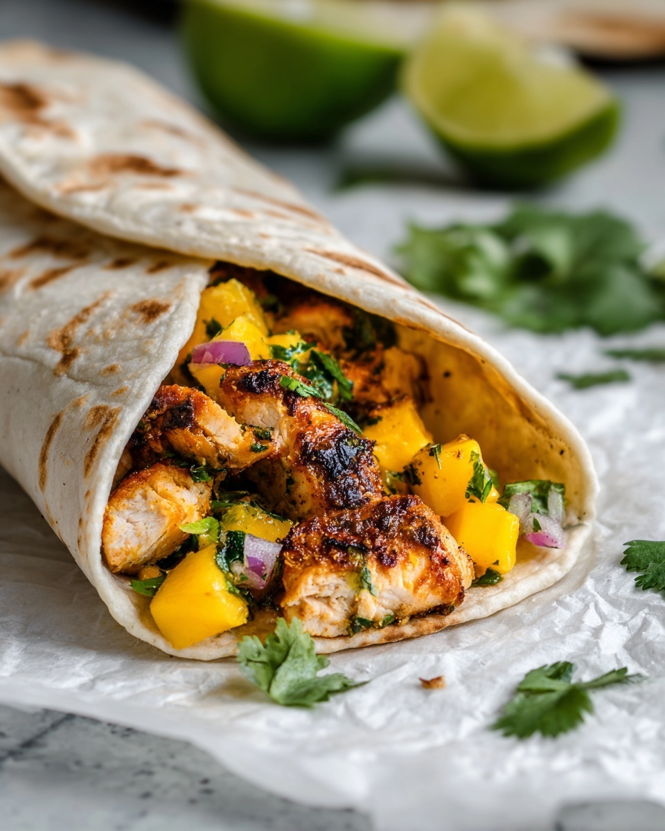 Jerk Chicken Burritos with Mango Salsa Recipe - Recipe Image