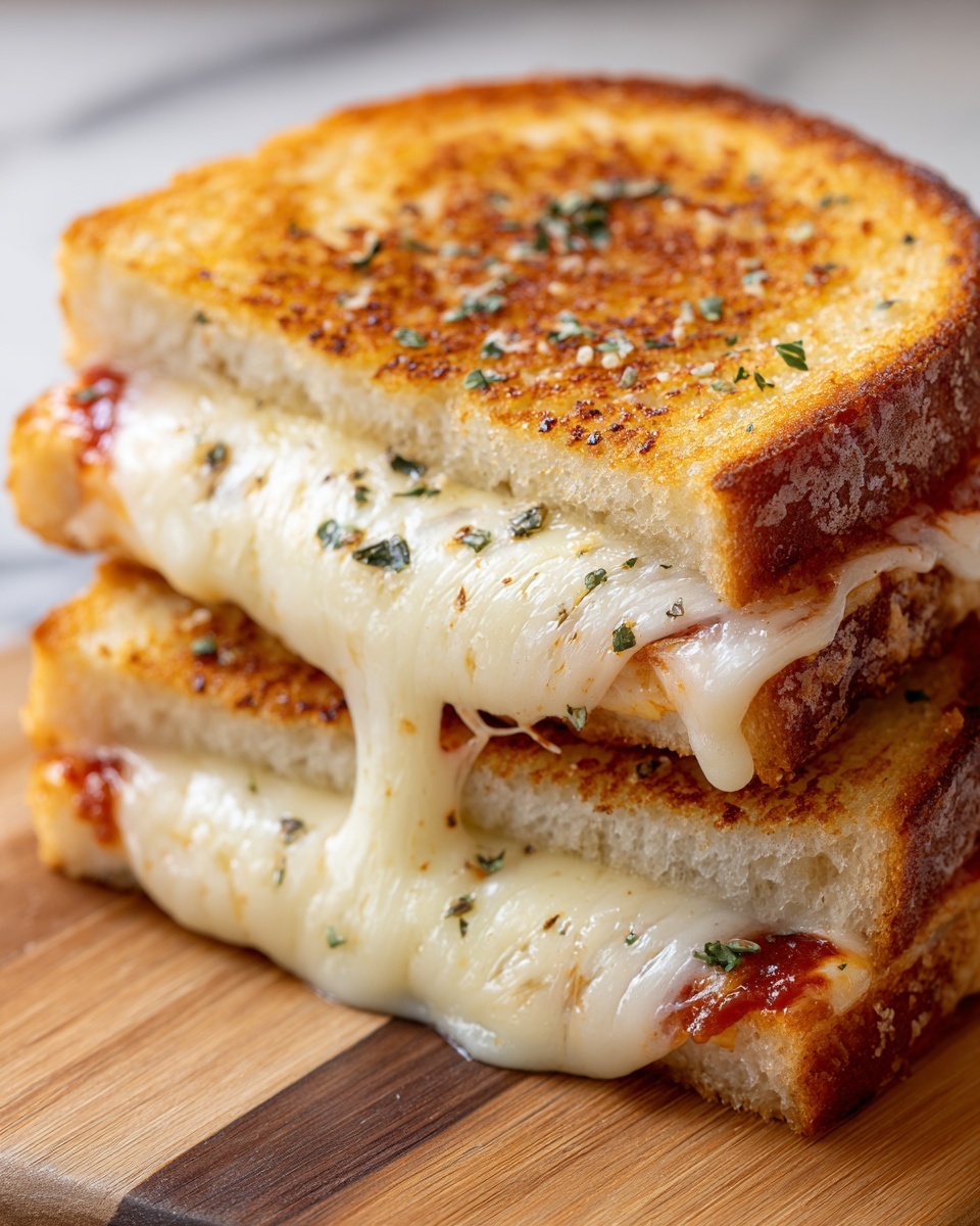 Garlic Parmesan Pizza Grilled Cheese Recipe - Recipe Image