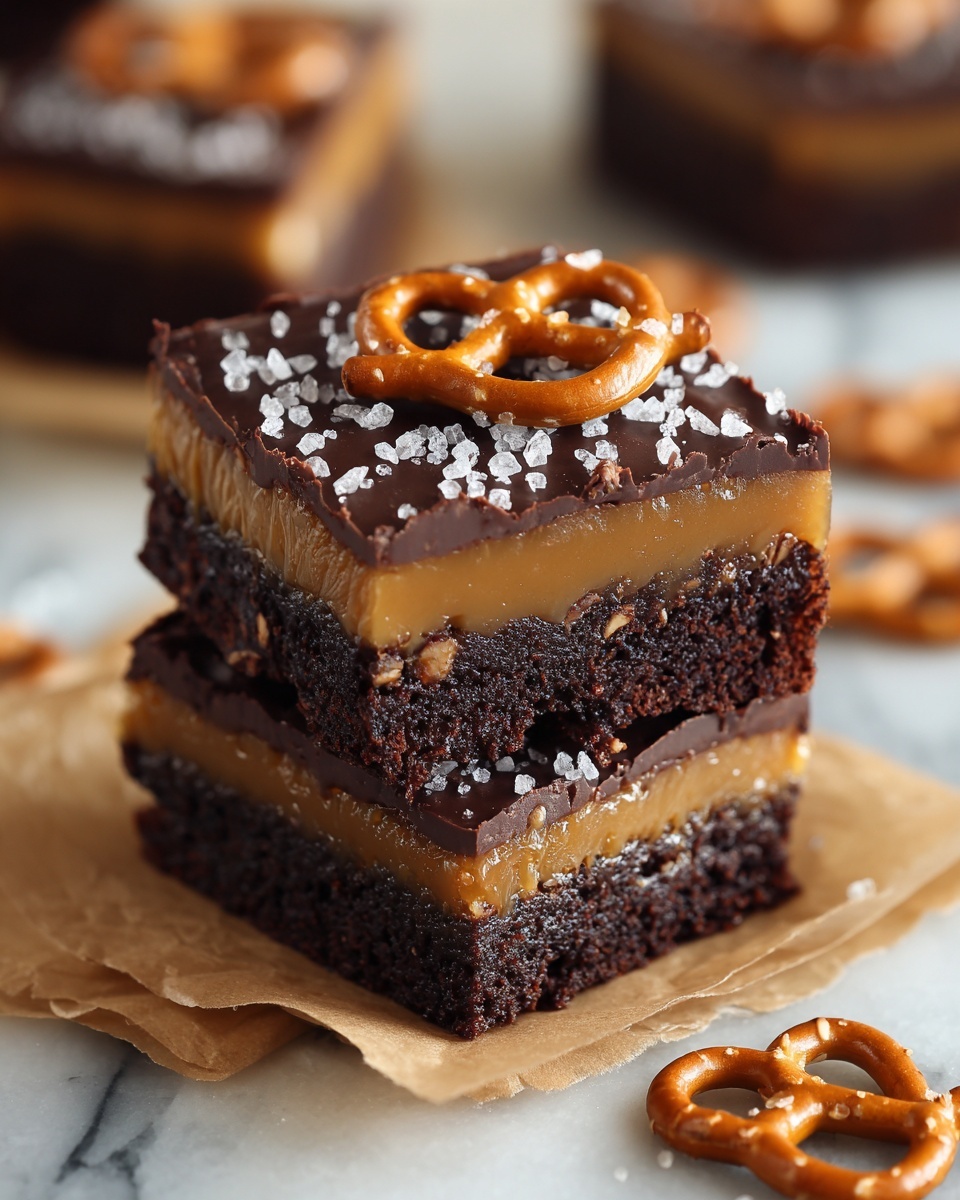 Salted Caramel Pretzel Brownies Recipe - Recipe Image