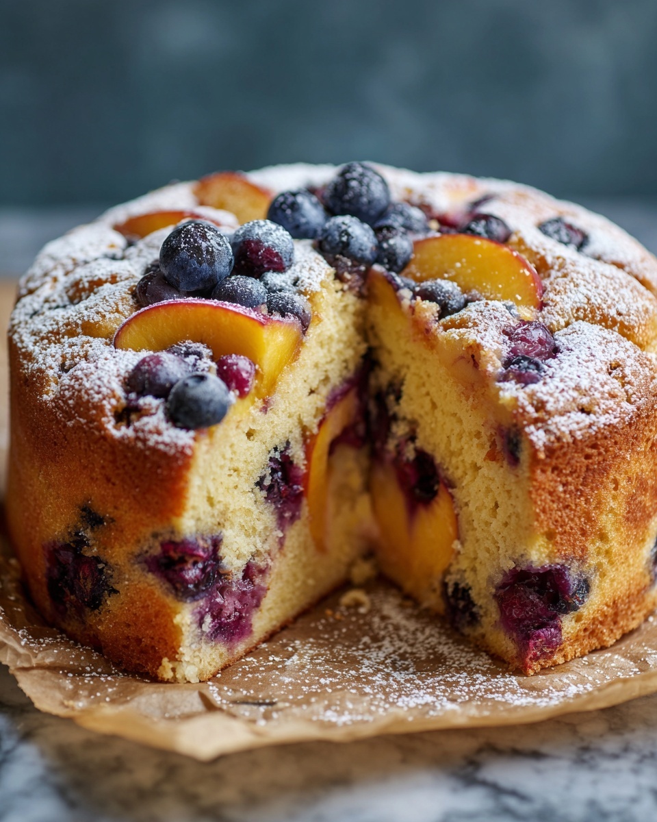 Peach Blueberry Cake Summer Recipe - Recipe Image