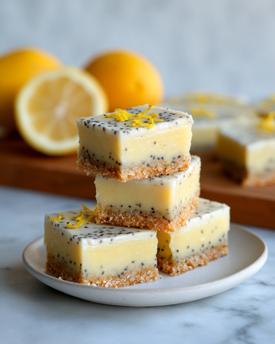 Low Sugar Lemon Poppy Seed Greek Yogurt Bars Recipe - Recipe Image