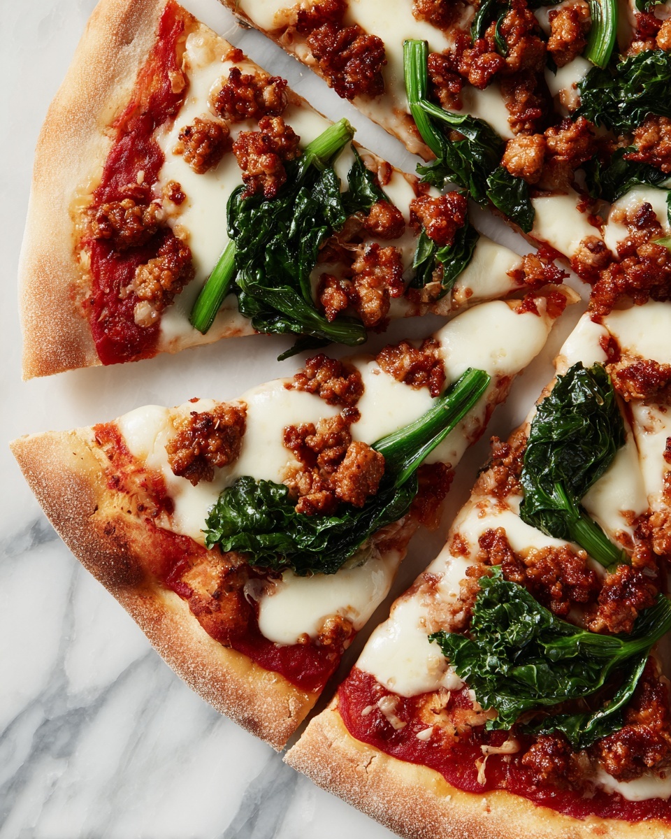 Turkey Sausage and Broccoli Rabe Pizza Recipe - Recipe Image