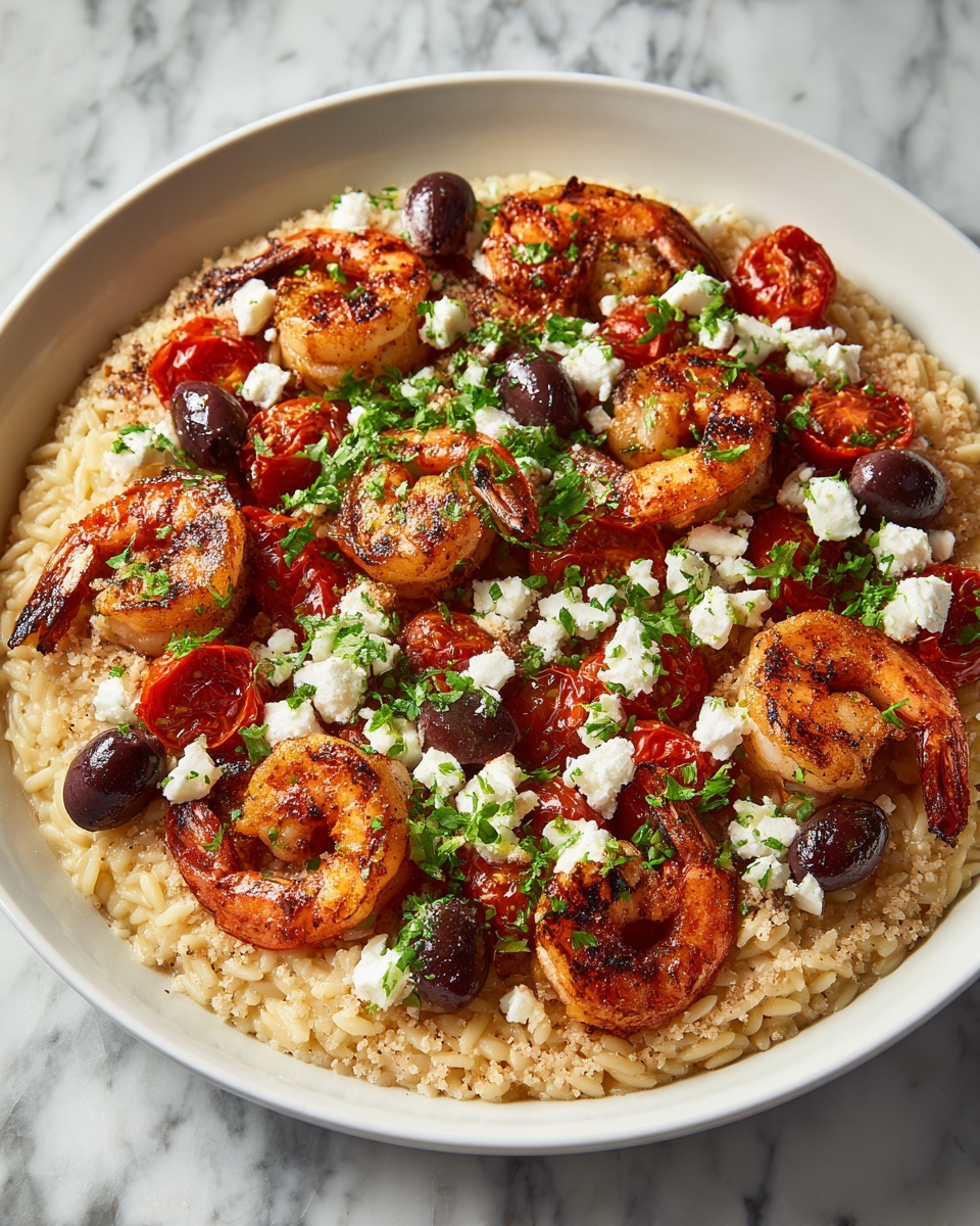 Greek Shrimp Orzo with Feta, Olives, and Tomatoes Recipe - Recipe Image